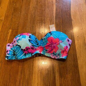 Xhilaration Push Up Floral Bandeau Bikini Top NWT Size XL